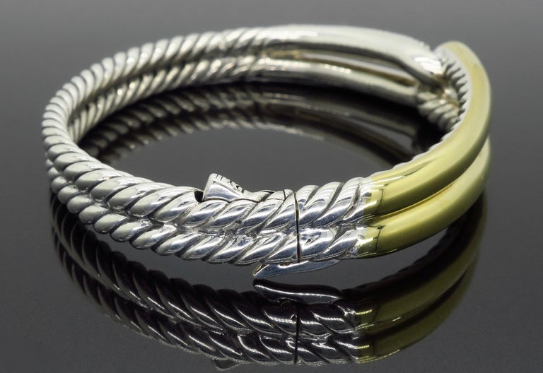 David Yurman Labyrinth Single Loop 18 Karat Gold Diamond Bracelet at 1stDibs