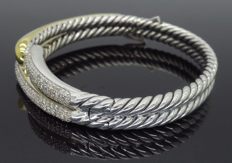 David Yurman Labyrinth Single Loop 18 Karat Gold Diamond Bracelet at 1stDibs