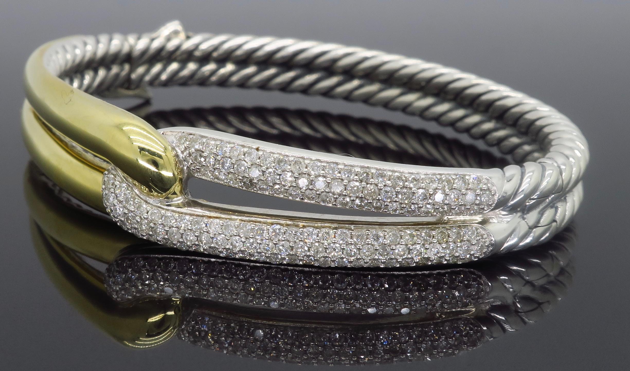 David Yurman Labyrinth Single Loop 18 Karat Gold Diamond Bracelet 5