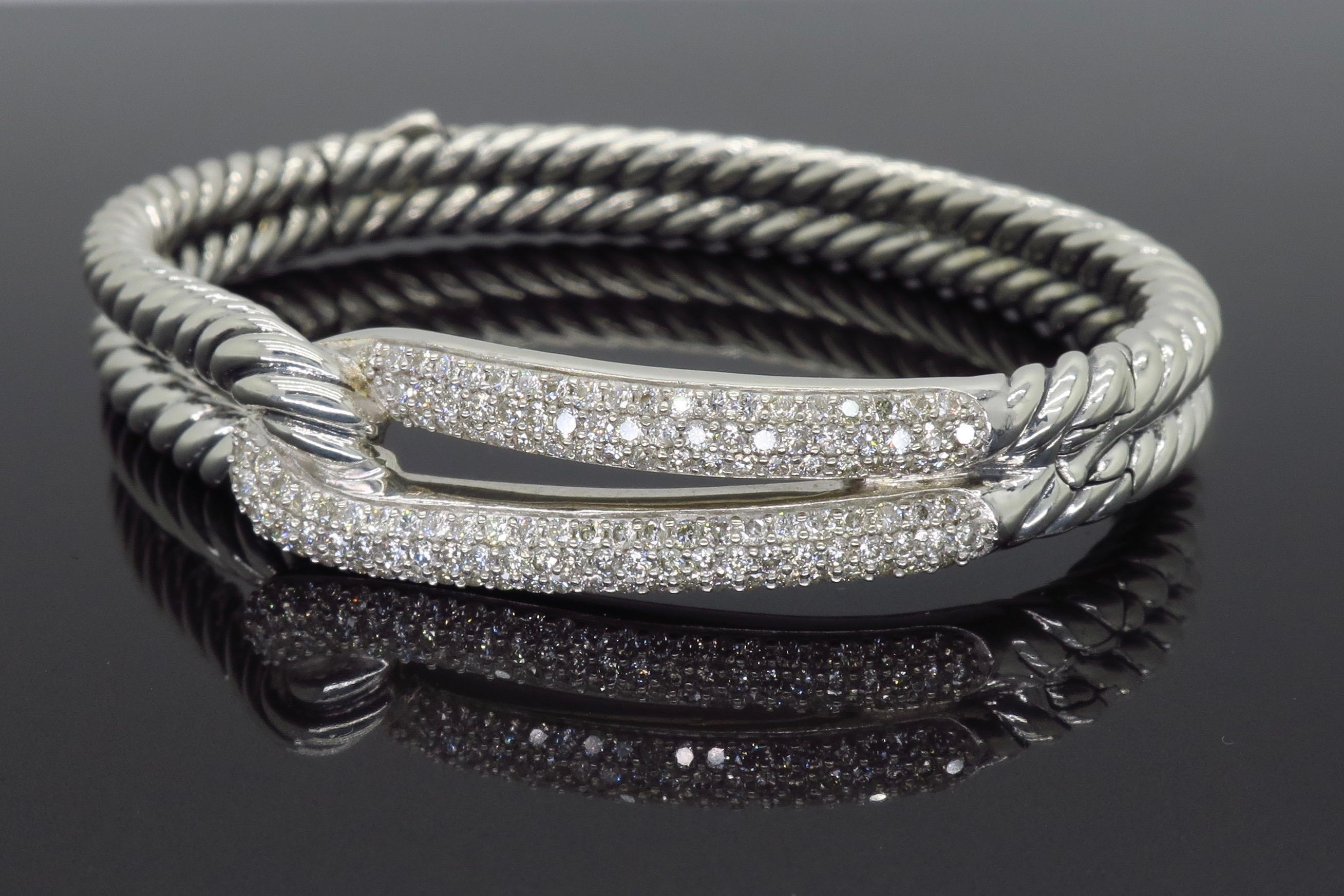 David Yurman Labyrinth Single-Loop Diamond Bracelet In Excellent Condition In Webster, NY