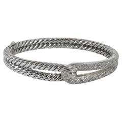 David Yurman Bracciale Labirinto con Diamante ad Anello Singolo in A. Silver 0,79 Ctw