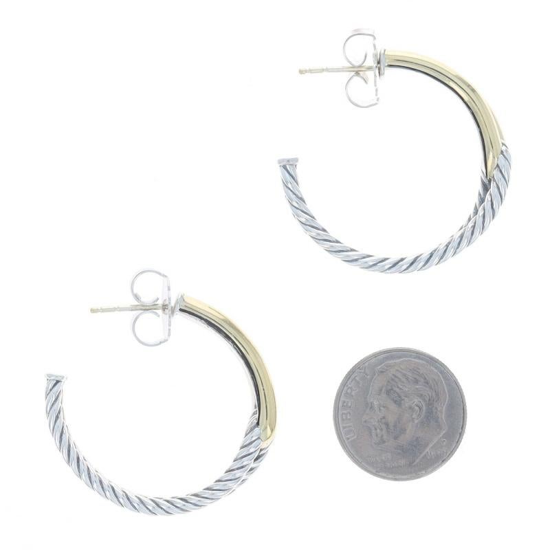 David Yurman, créoles Labyrinthe, boucles d'oreilles en forme de boucle unique en argent 925 et or 18 carats en vente 1