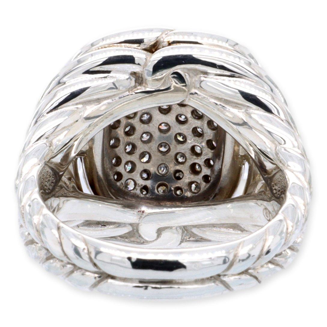 Round Cut David Yurman Labyrinth Sterling Silver 1.00 Ct. Pave Diamond Ring For Sale
