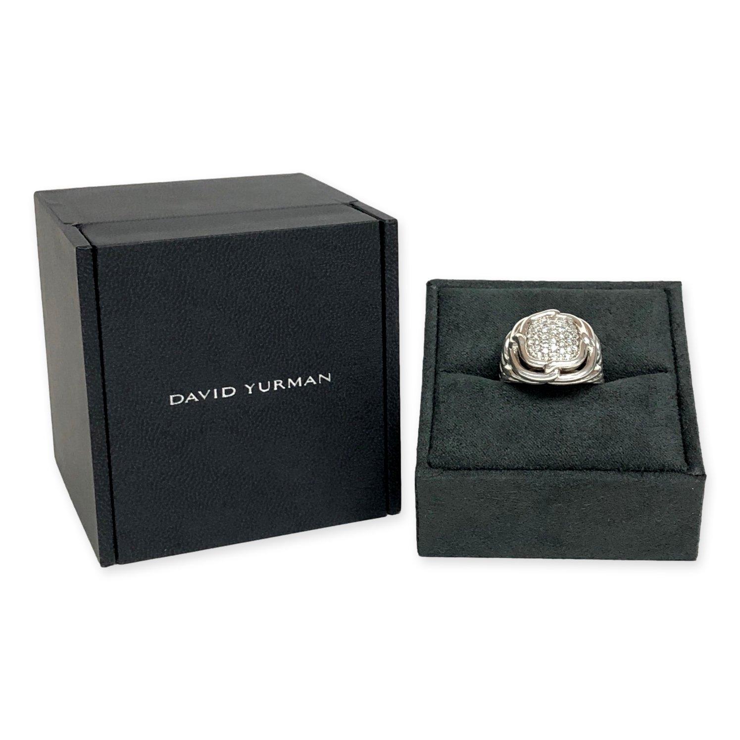 David Yurman Labyrinth Sterling Silver 1.00 Ct. Pave Diamond Ring For Sale 1