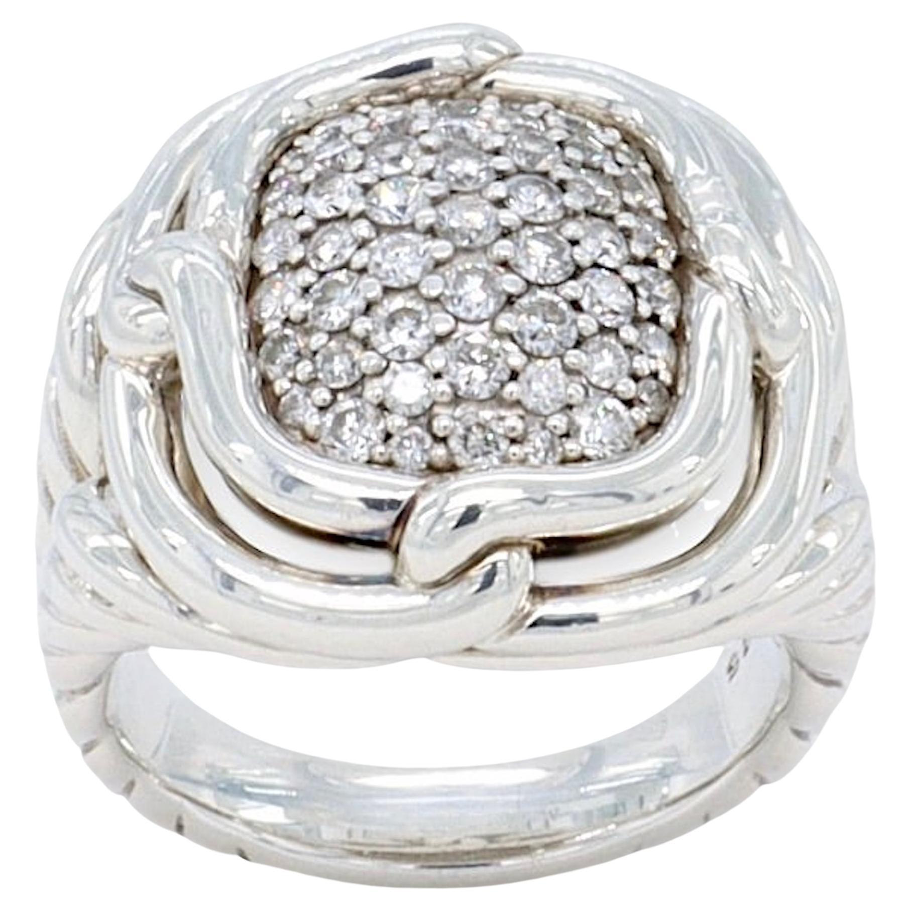 Labyrinth-Sterlingsilber von David Yurman, 1,00 Karat Pave-Diamant-Ring