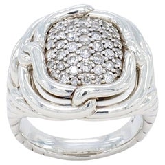 Retro David Yurman Labyrinth Sterling Silver 1.00 Ct. Pave Diamond Ring