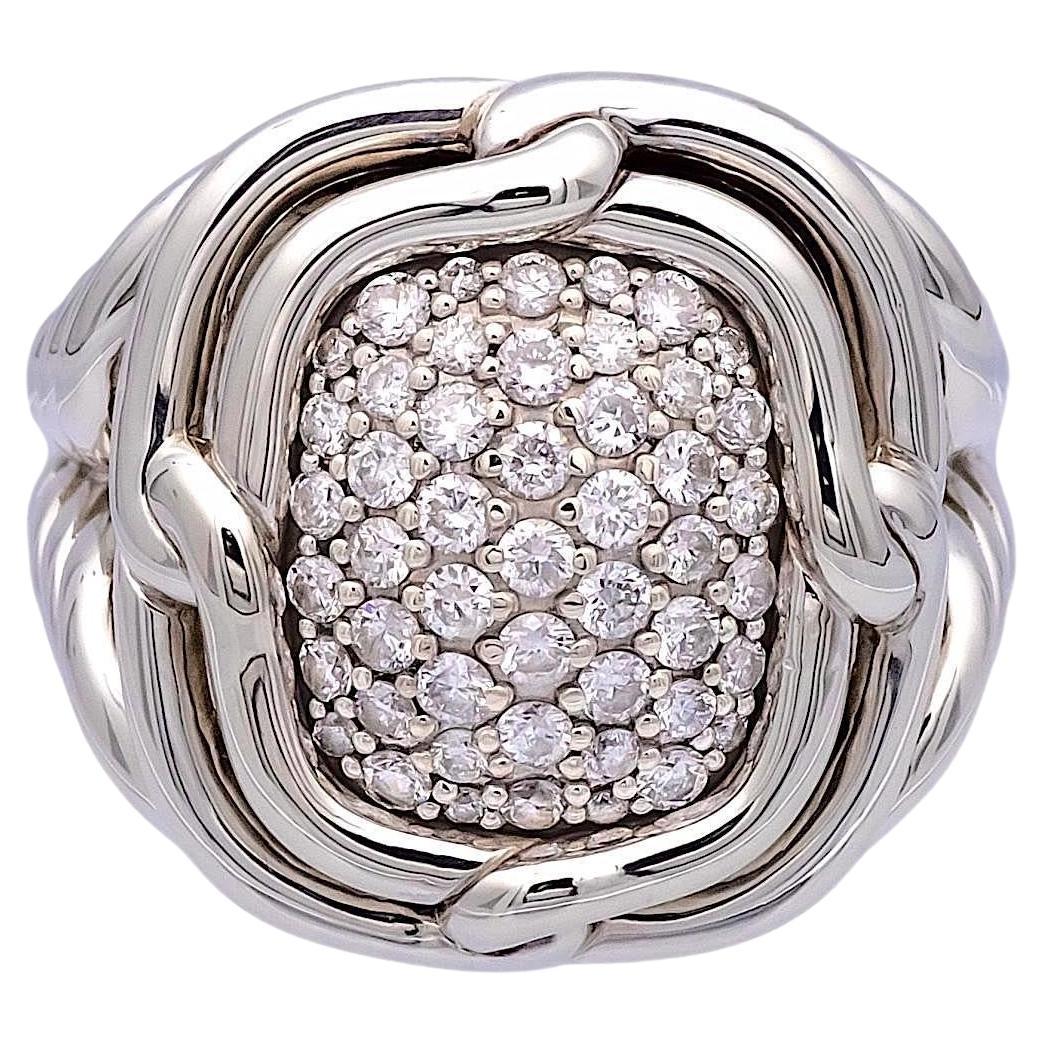 David Yurman Labyrinth Sterling Silver 1.00 Ct. Pave Diamond Ring For Sale