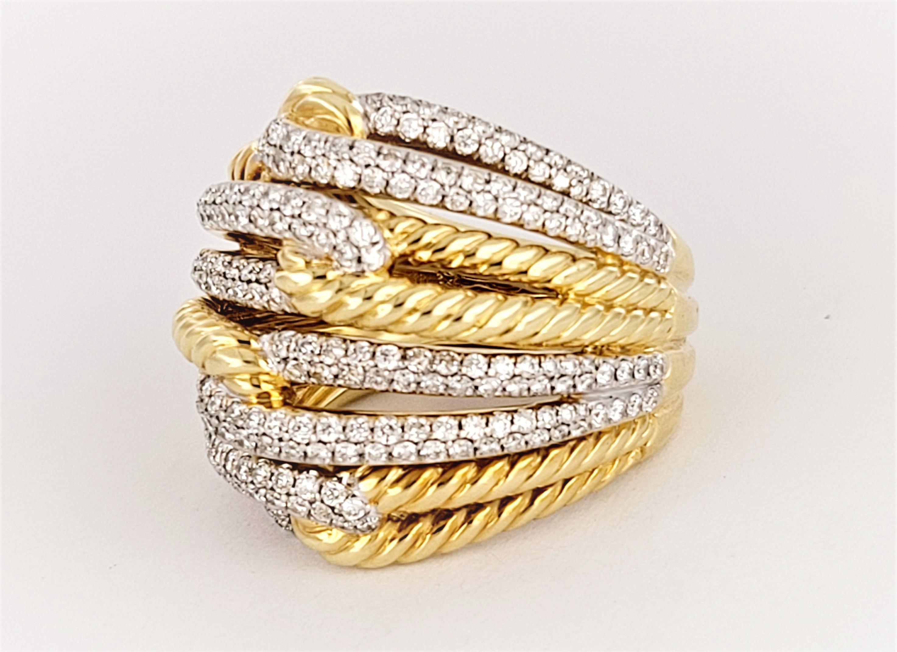Taglio rotondo Labirinto di David Yurman  The Row  Anello con diamante in oro giallo in vendita