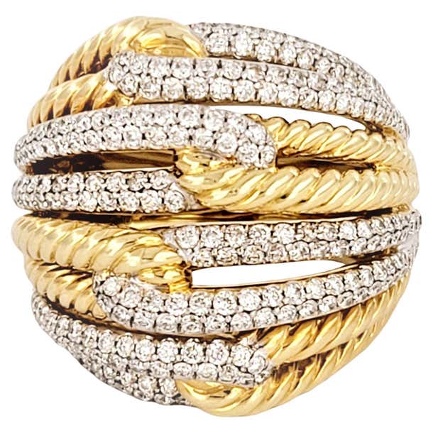 David Yurman Labyrinth Four Row Diamond Ring Yellow Gold For Sale at ...