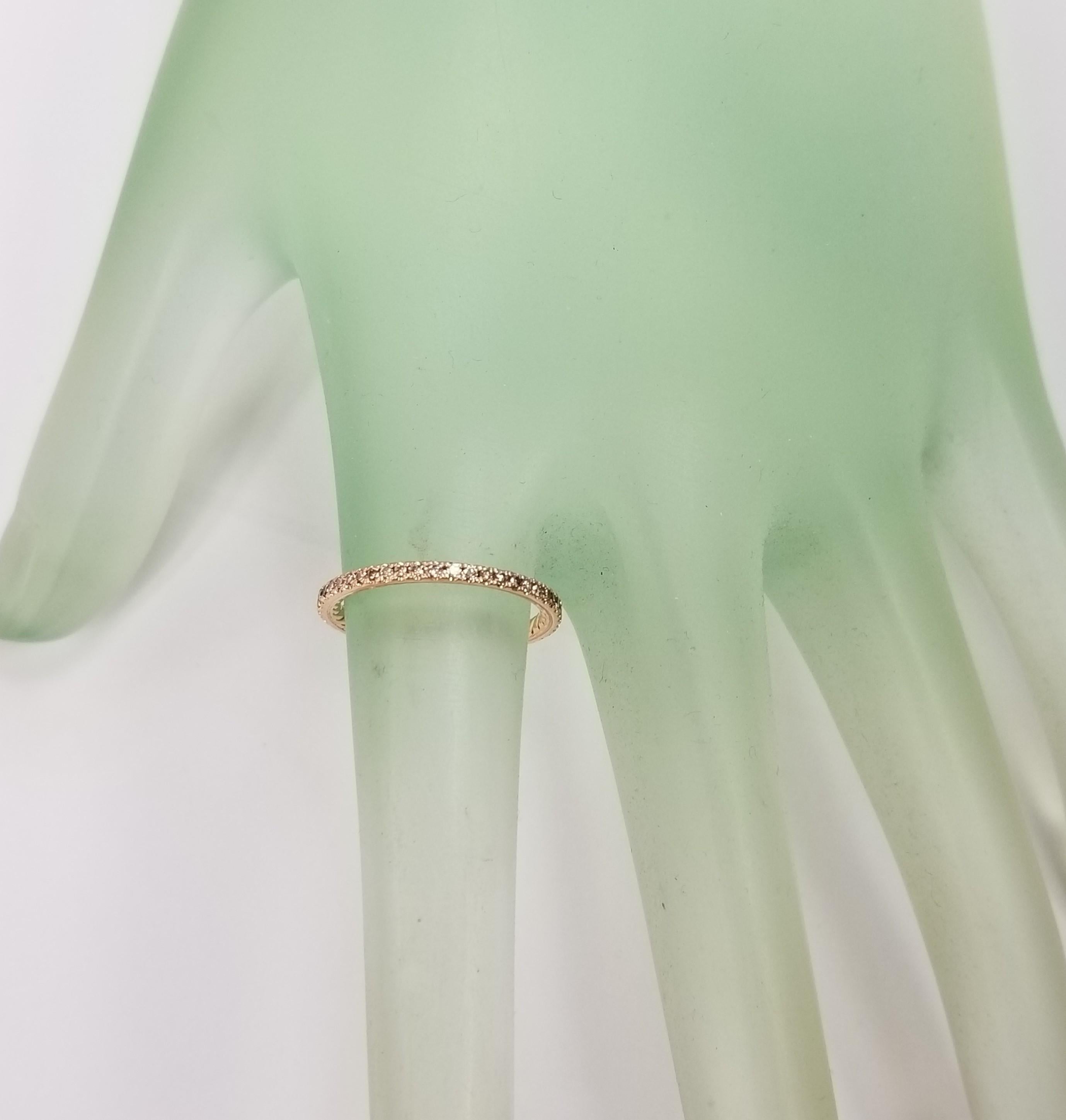 Contemporary David Yurman Ladies Eden Eternity 18K Rose Gold Pave Diamond Wedding Band For Sale