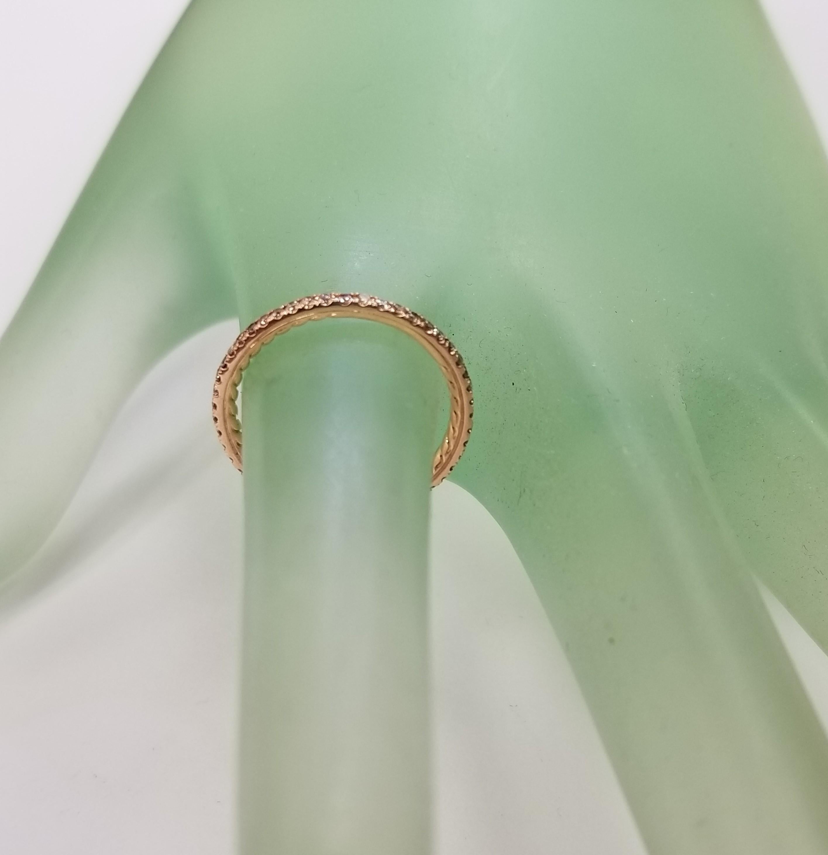 Round Cut David Yurman Ladies Eden Eternity 18K Rose Gold Pave Diamond Wedding Band For Sale