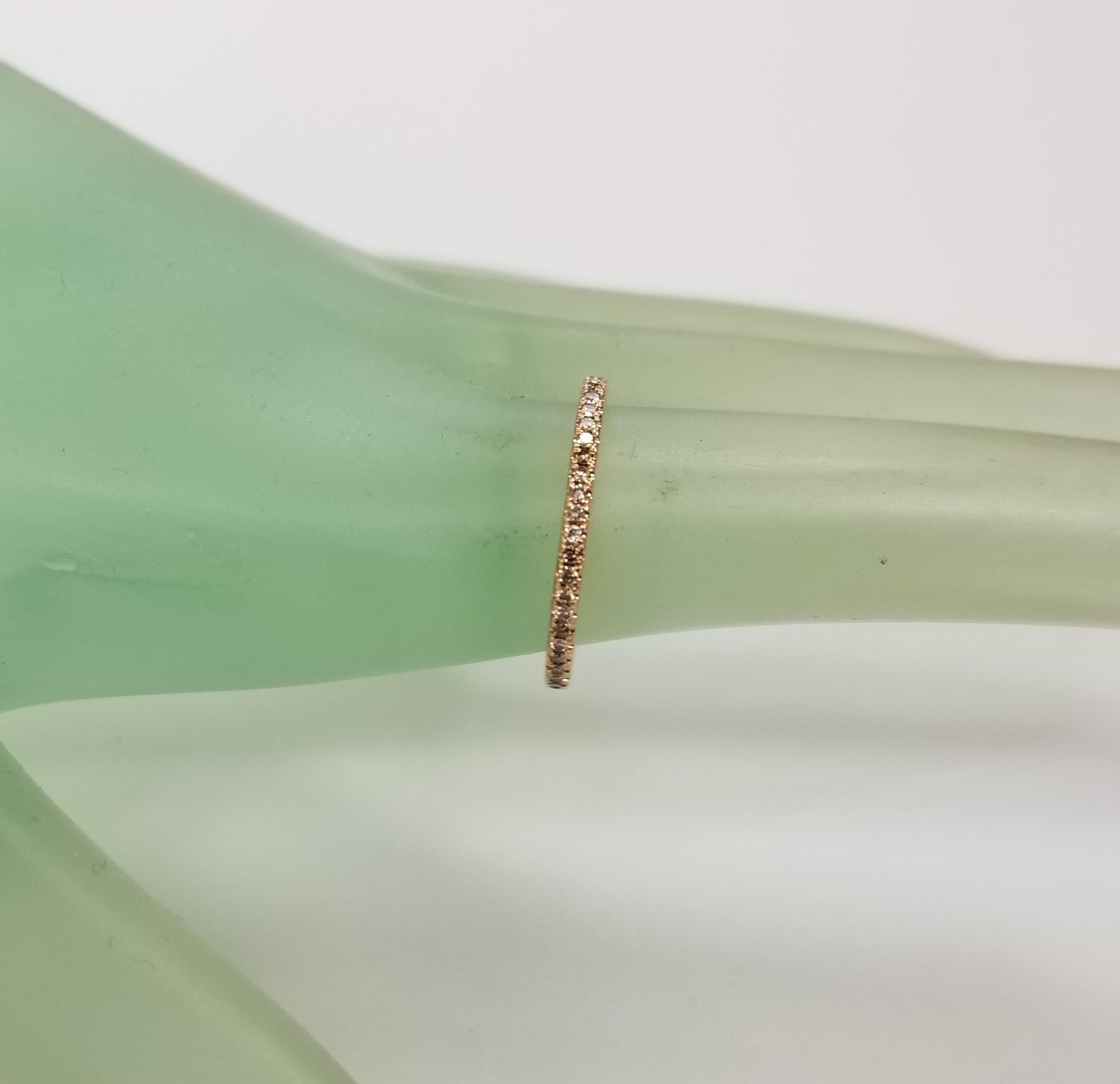 David Yurman Ladies Eden Eternity 18K Rose Gold Pave Diamond Wedding Band In Excellent Condition For Sale In Los Angeles, CA