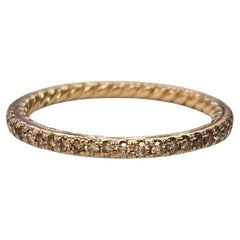 David Yurman Ladies Eden Eternity 18K Rose Gold Pave Diamond Wedding Band