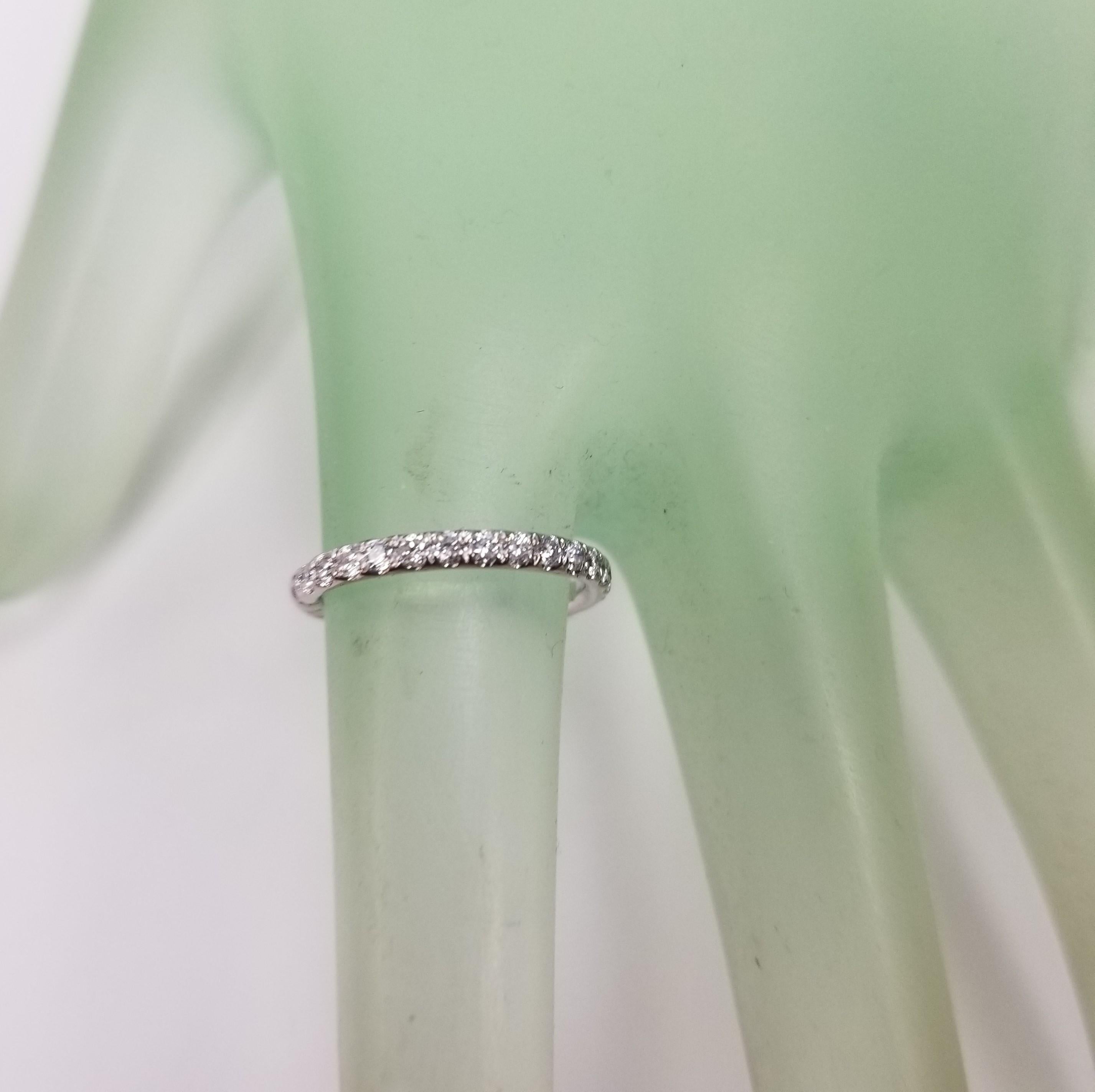 Contemporary David Yurman Ladies Eden Partway 18K White Gold Pave Diamond Wedding Band For Sale