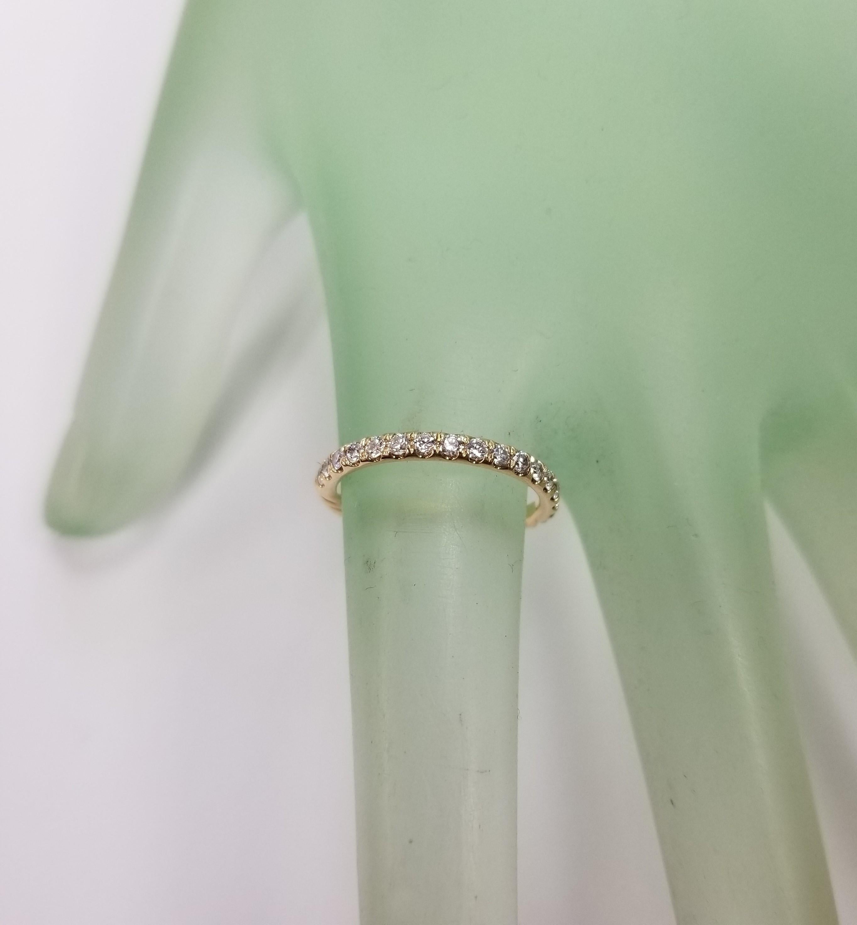 Contemporary David Yurman Ladies Eden Partway 18K Yellow Gold Pave Diamond Wedding Band For Sale