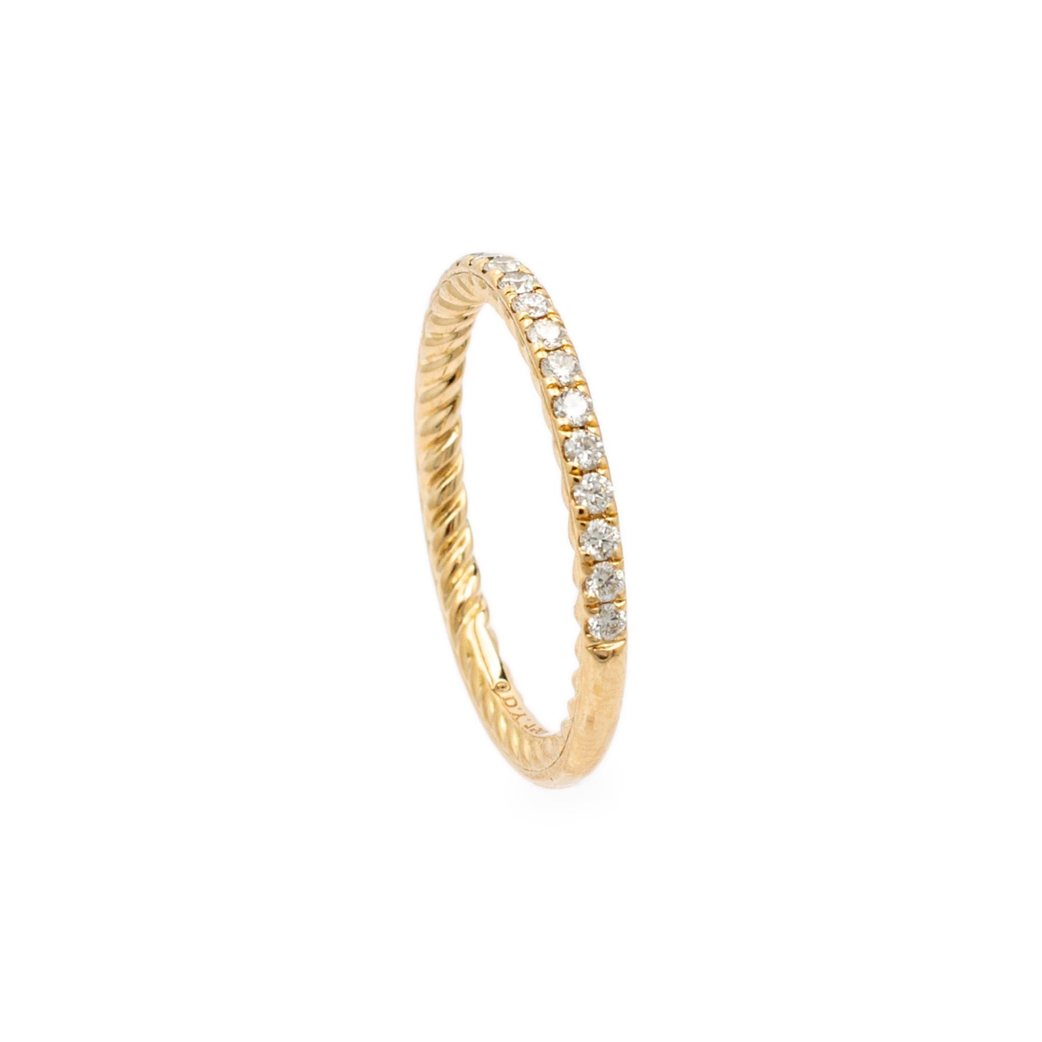 David Yurman Damen Eden Partway 18K Gelbgold Pave Diamant-Hochzeitsring im Zustand „Hervorragend“ in Houston, TX