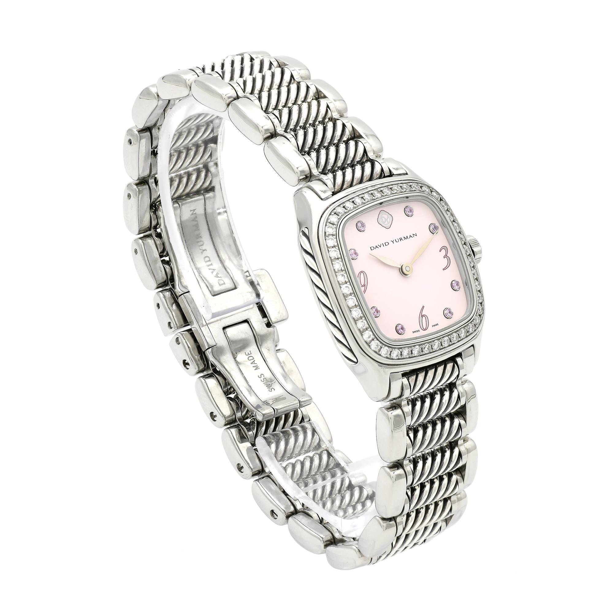 David Yurman Ladies Stainless Steel Diamond Sapphire Thoroughbred Wristwatch 1