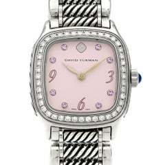 David Yurman Ladies Stainless Steel Diamond Sapphire Thoroughbred Wristwatch