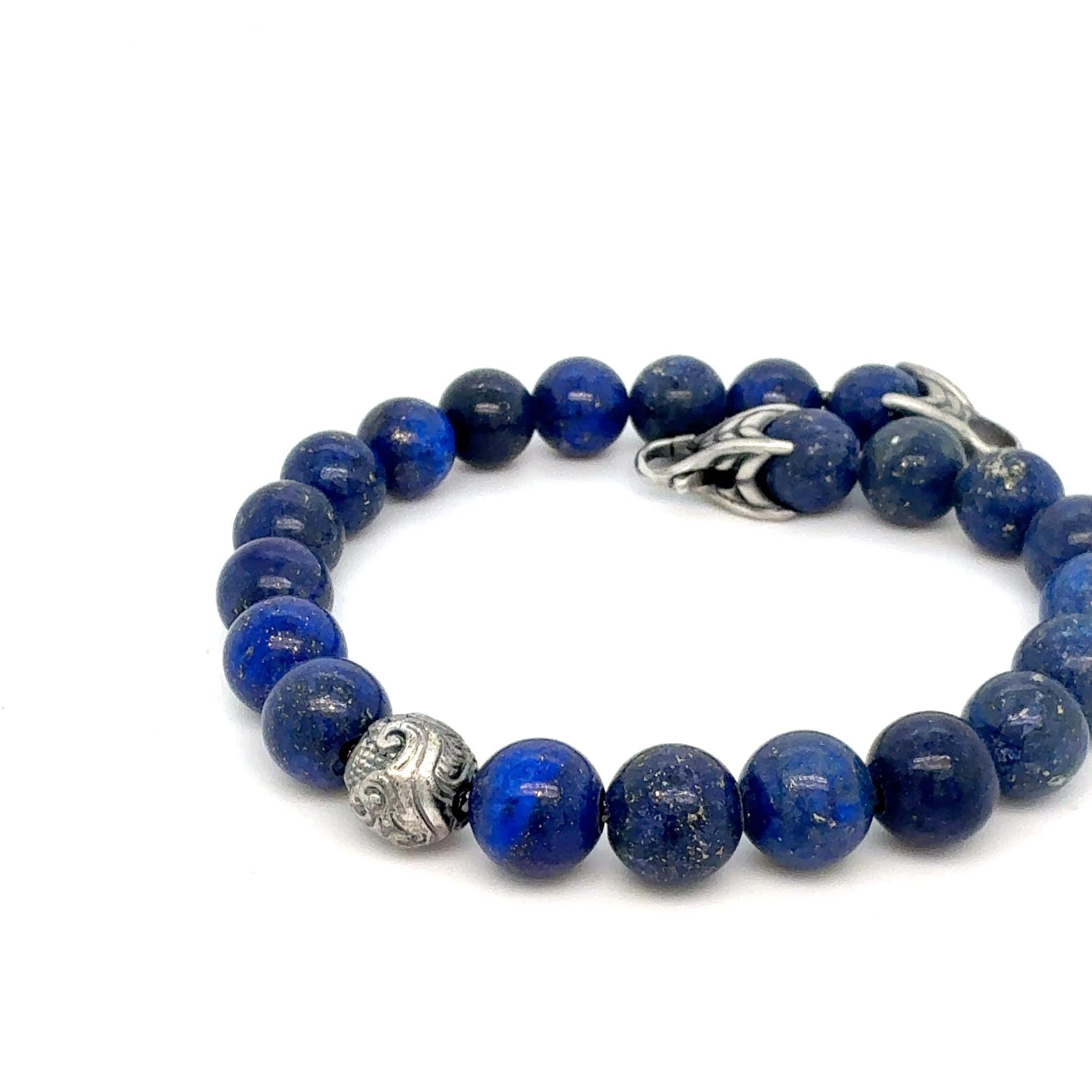Authentische David Yurman Lapislazuli geschnitzt Perlen Armband 8,5