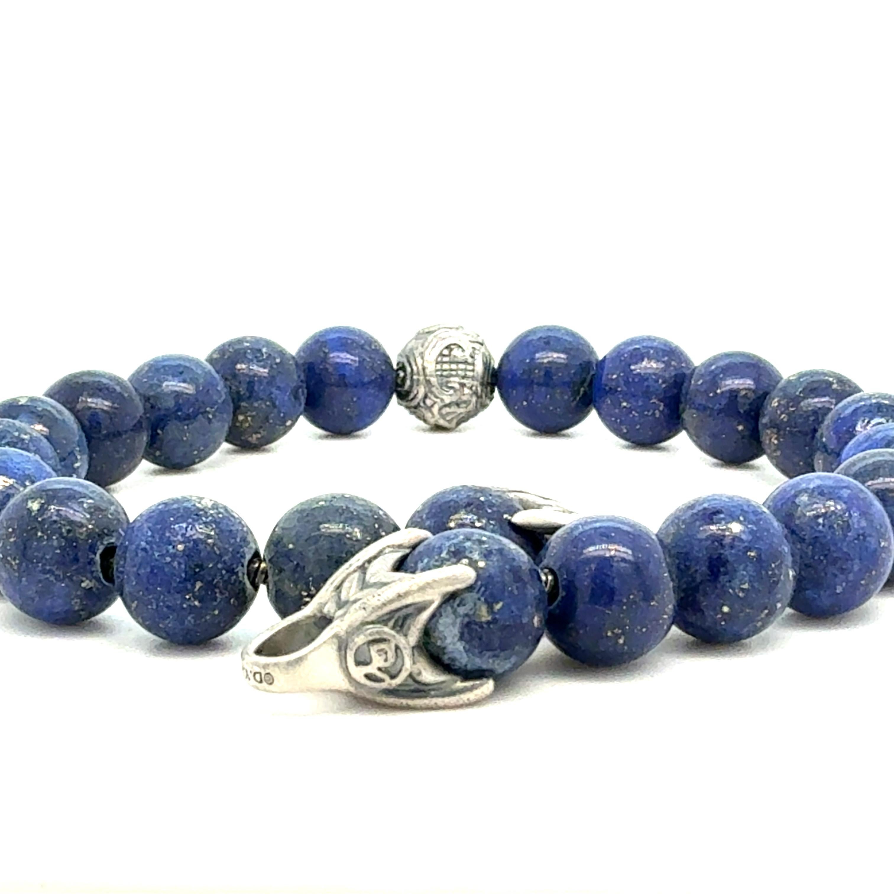 David Yurman Lapislazuli geschnitztes Perlenarmband 8,5