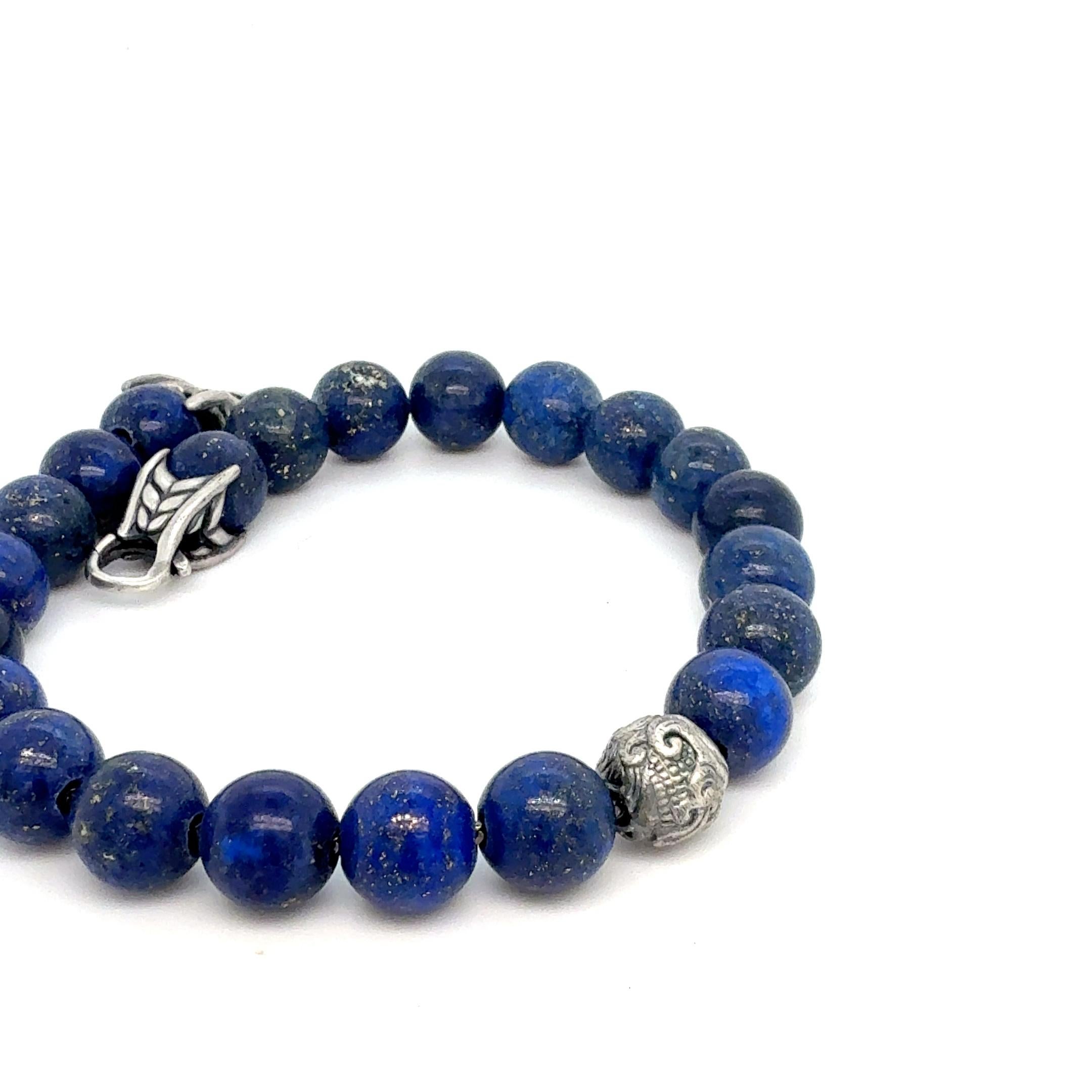David Yurman Lapislazuli geschnitztes Perlenarmband 8,5