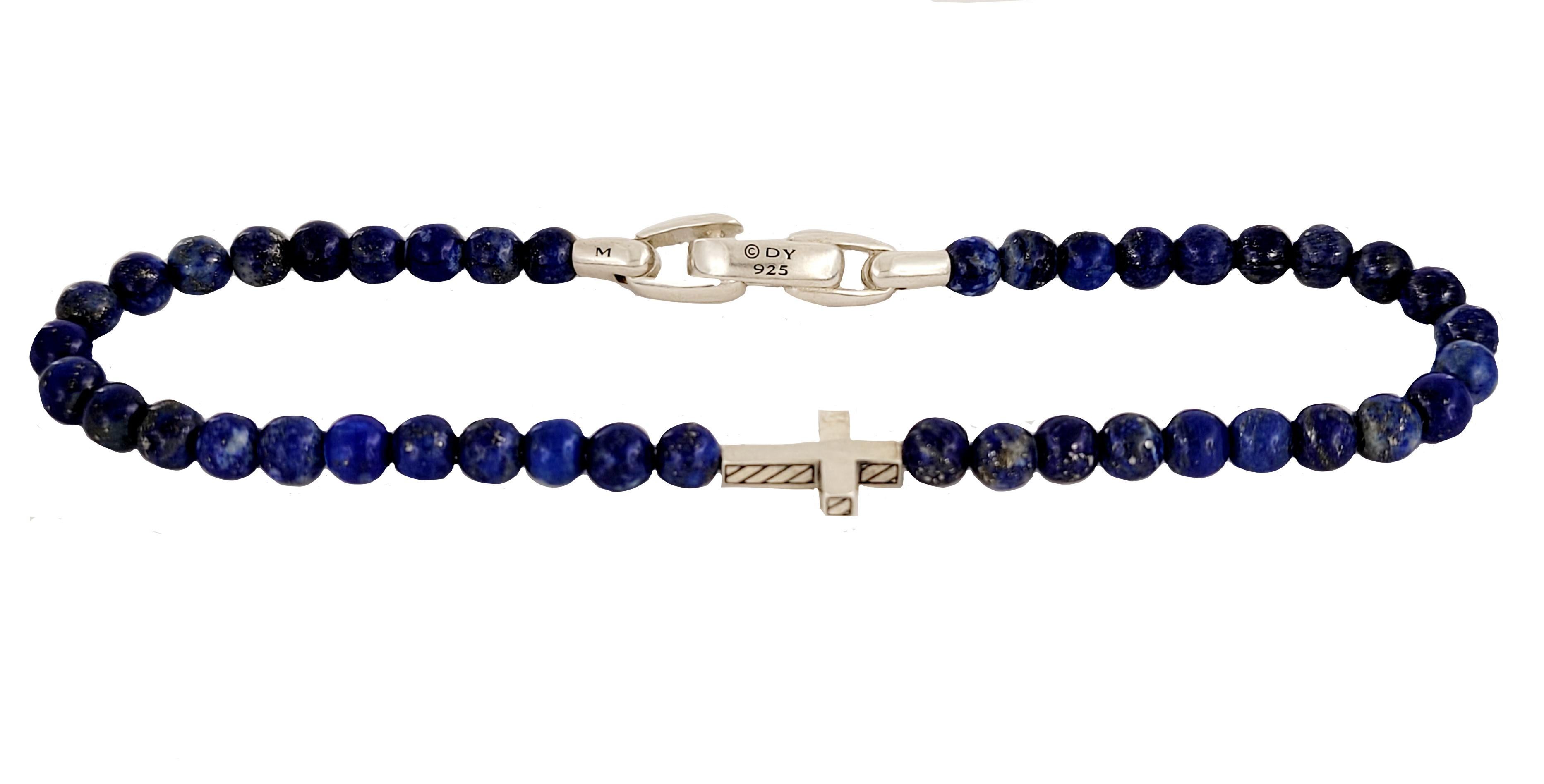 Uomo David Yurman Bracciale con perline a croce in lapislazzuli in vendita