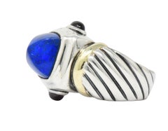 David Yurman Lapis Lazuli Garnet 14 Karat Gold Sterling Silver Ring