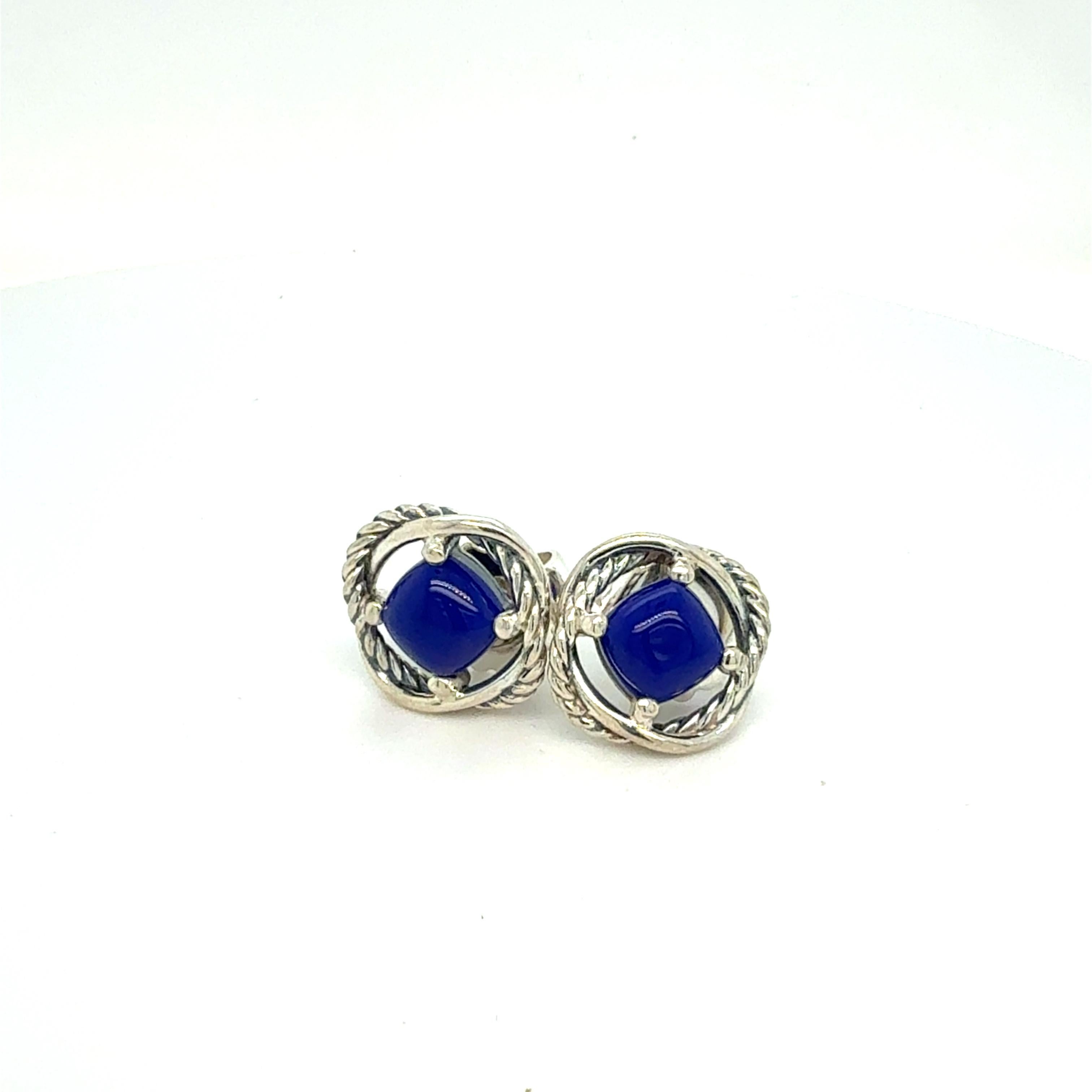 Women's David Yurman Lapis Lazuli Infinity Earrings Sterling Silver Estate