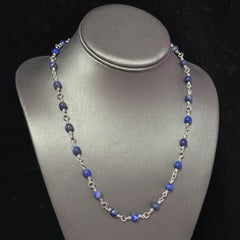 David Yurman Lapis Lazuli Necklace 20" 6 mm Sterling Silver Estate