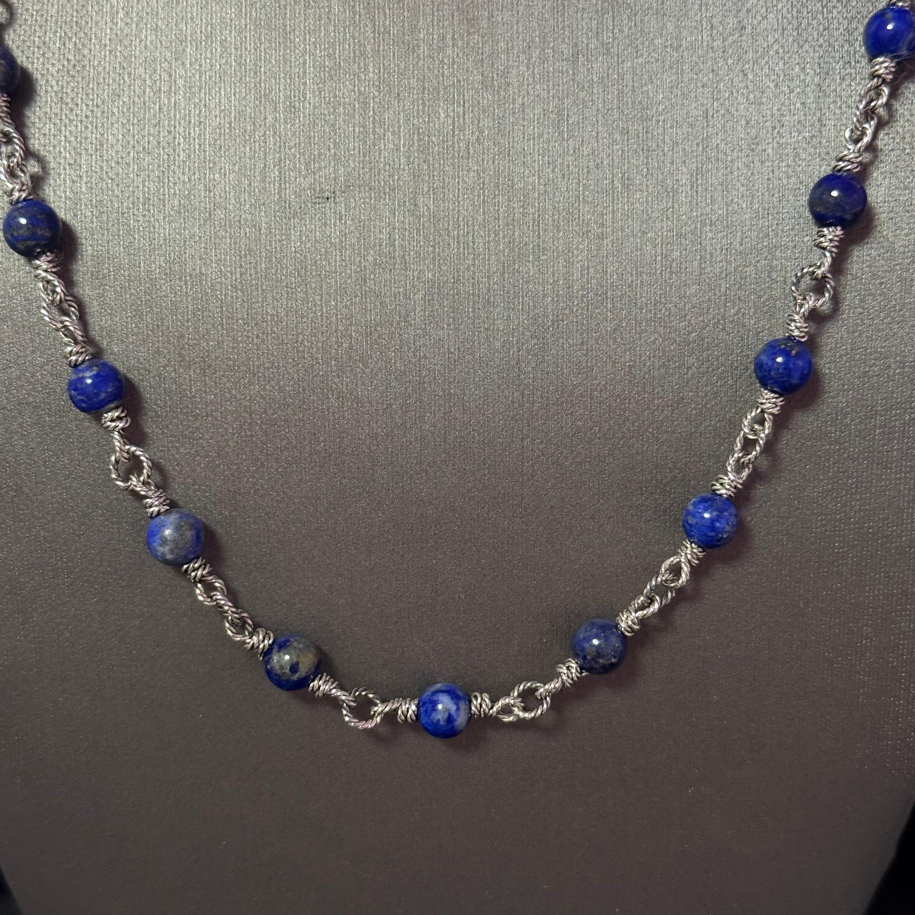 Round Cut David Yurman Lapis Lazuli Necklace 20