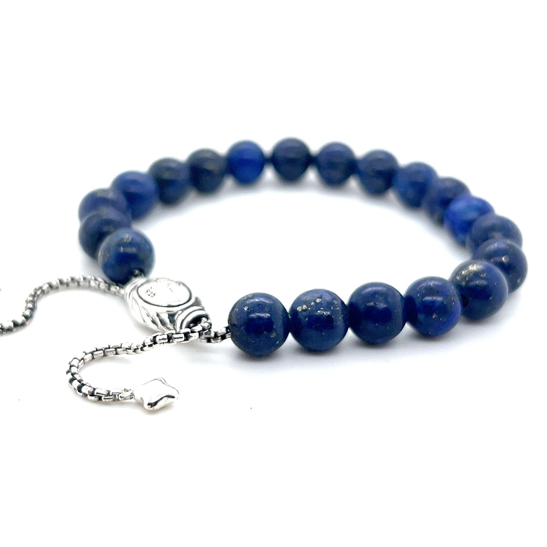 Authentic David Yurman Lapis Lazuli Spiritual Beads Bracelet 6.6 - 8.5