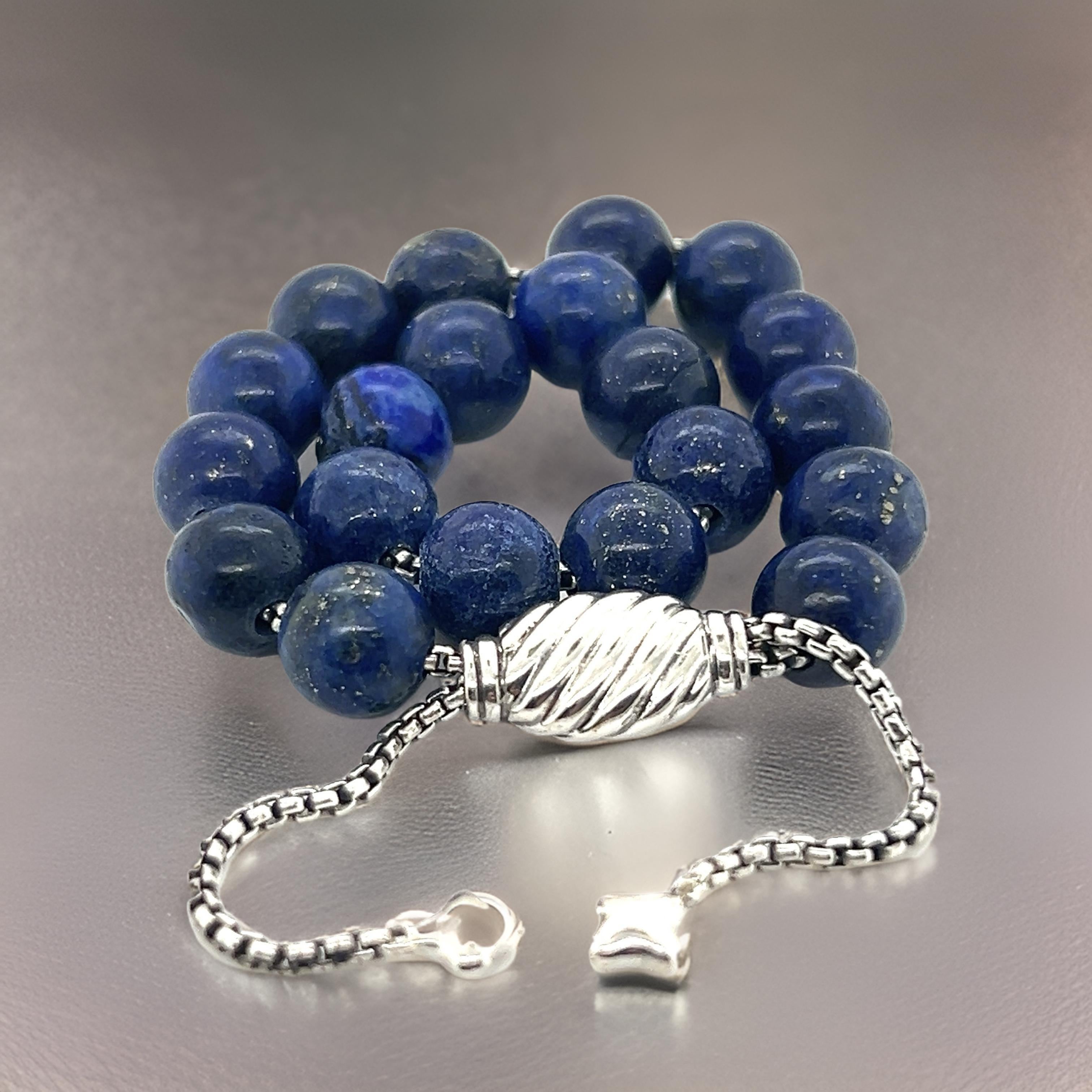 Round Cut David Yurman Lapis Lazuli Spiritual Beads Bracelet 6.6 - 8.5