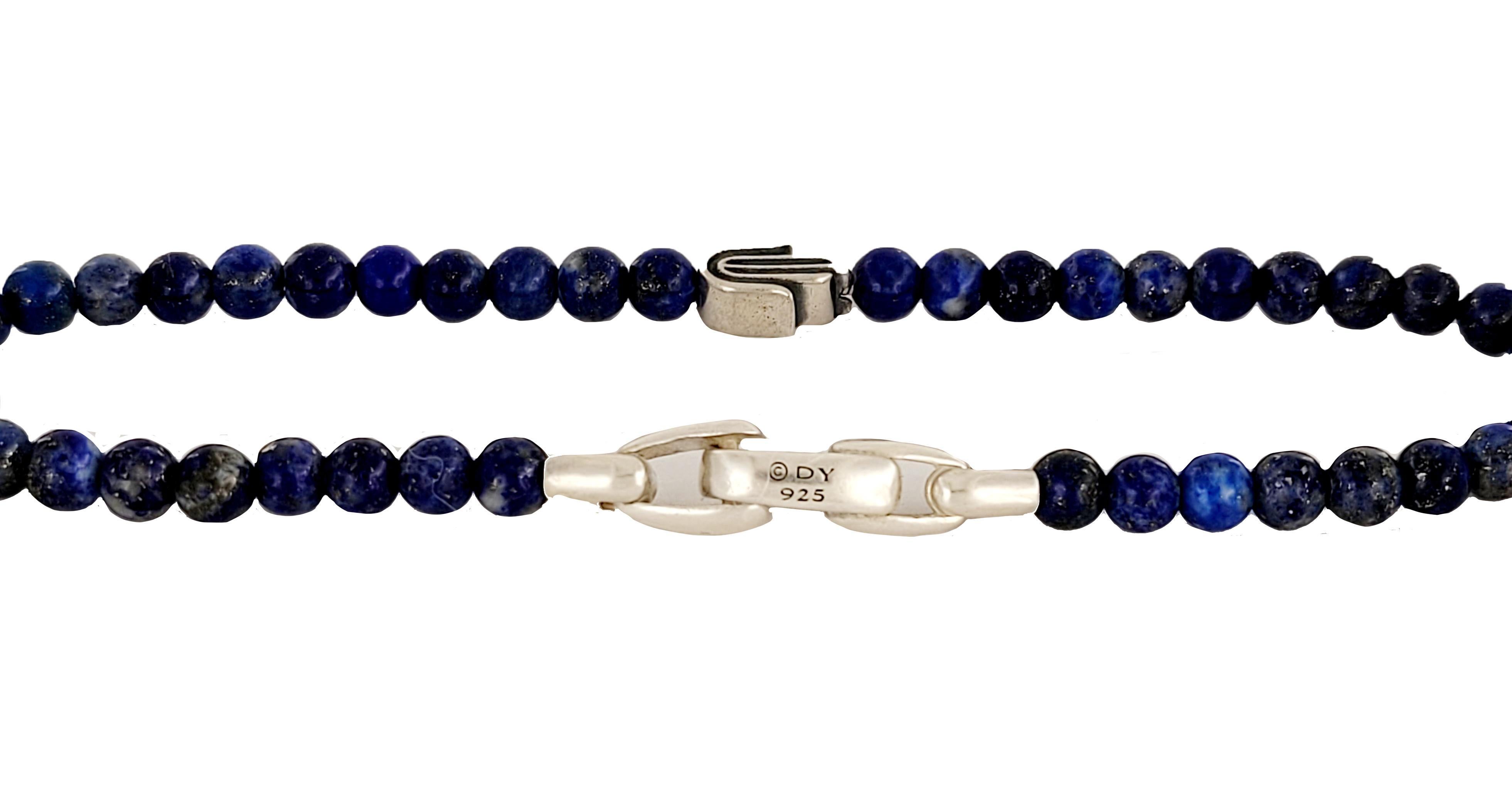 David Yurman Lapis Spiritual Bead Bracelet Silver Hamsa In New Condition For Sale In New York, NY