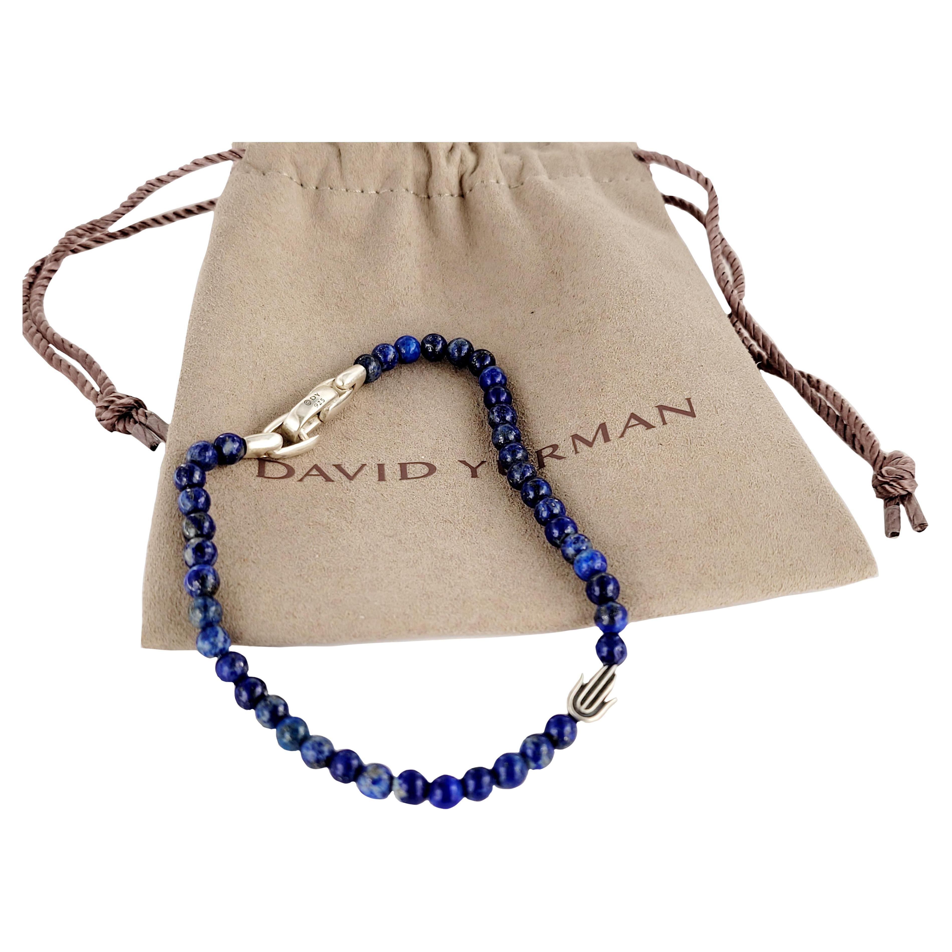 David Yurman Lapis Spiritual Bead Bracelet Silver Hamsa