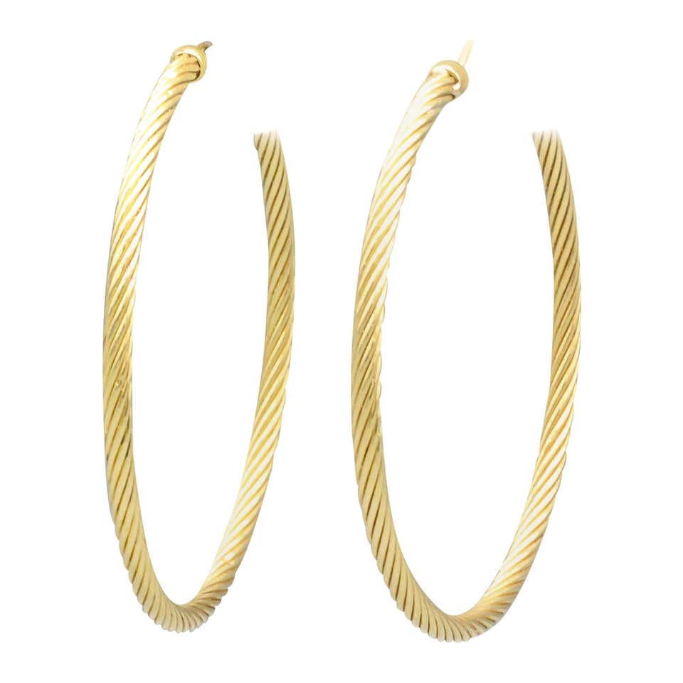 Bulgari Enamel and 18 Karat Yellow Gold Hoop Earrings For Sale at 1stDibs