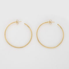 David Yurman Large 1ct Diamond Hoop Earrings Inside Out 18k Yellow Gold Estate