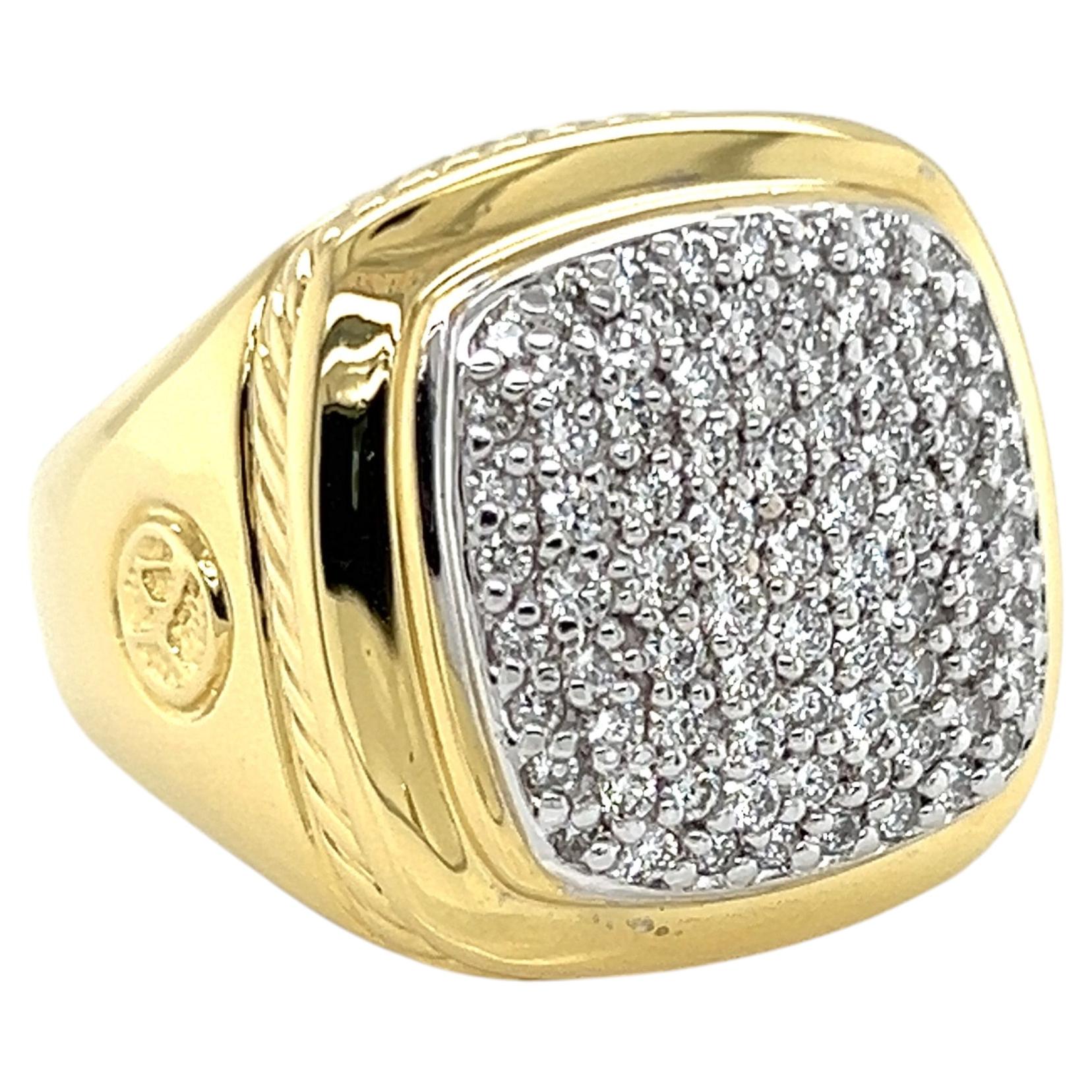 Pre-owned David Yurman Large Albion 18k Yellow Gold Diamond Ring Size 8