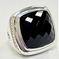 David Yurman Large Albion Ring in Sterling Silver with Cushion Onyx, Size 6
