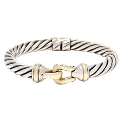 David Yurman Large Buckle Cable Bracelet, 14K Yellow Gold Sterling Silver