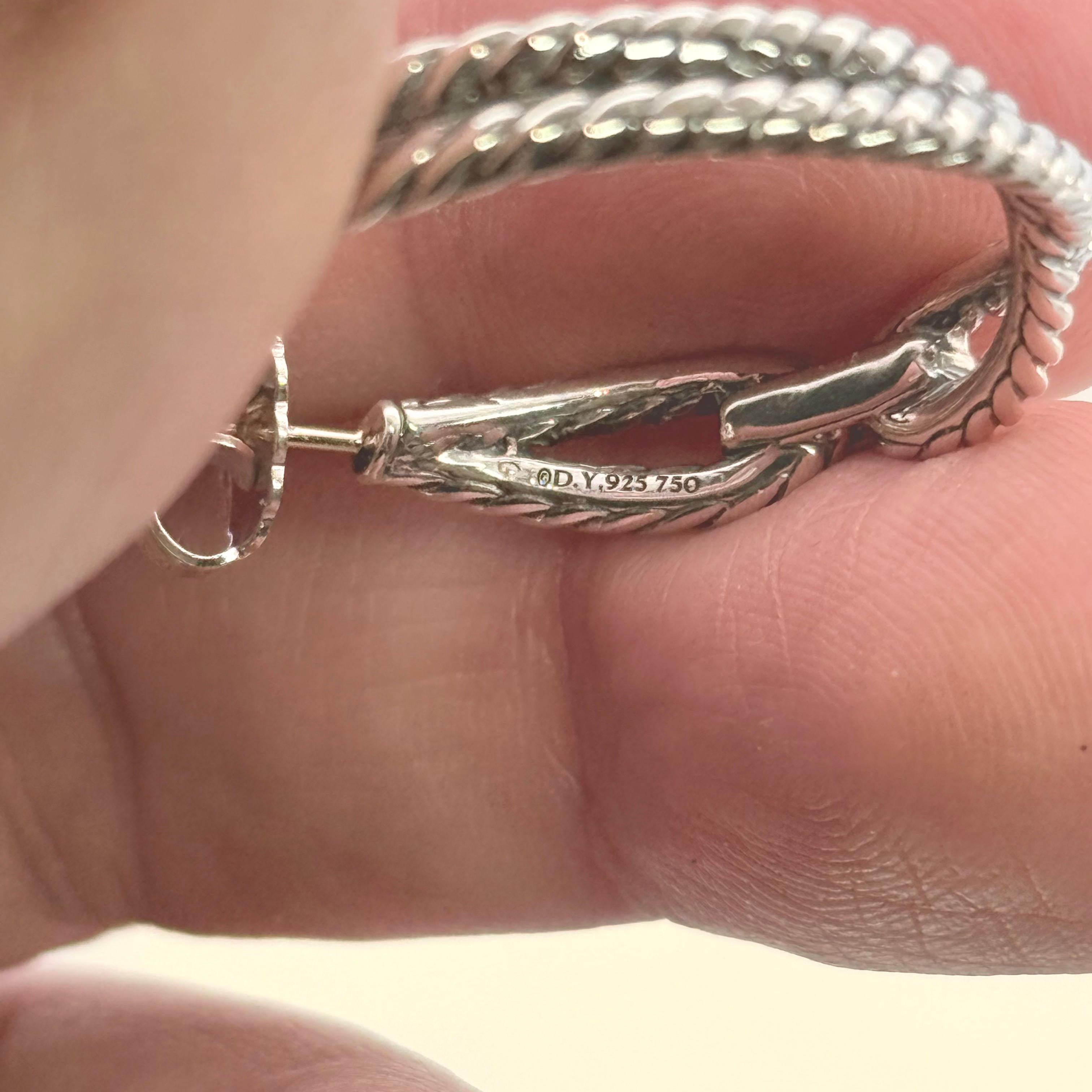 David Yurman Large Hoop Earrings 18 KT Gold + Silver Estate In Good Condition For Sale In Brooklyn, NY
