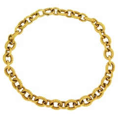 David Yurman Large Oval Link Choker Necklace in Yellow Gold