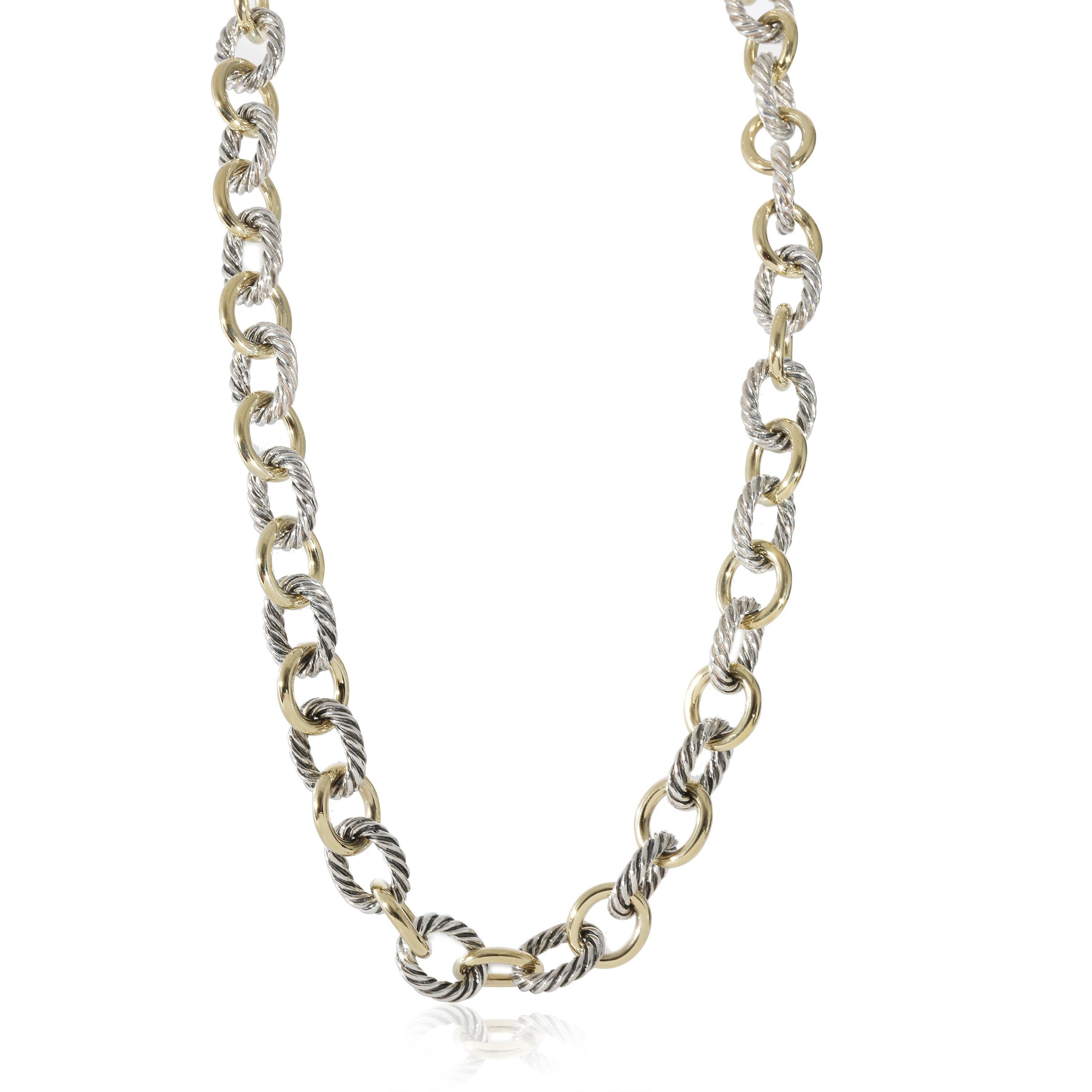 David Yurman Large Oval Link Necklace in 18K Yellow Gold/Sterling Silver In Excellent Condition In New York, NY