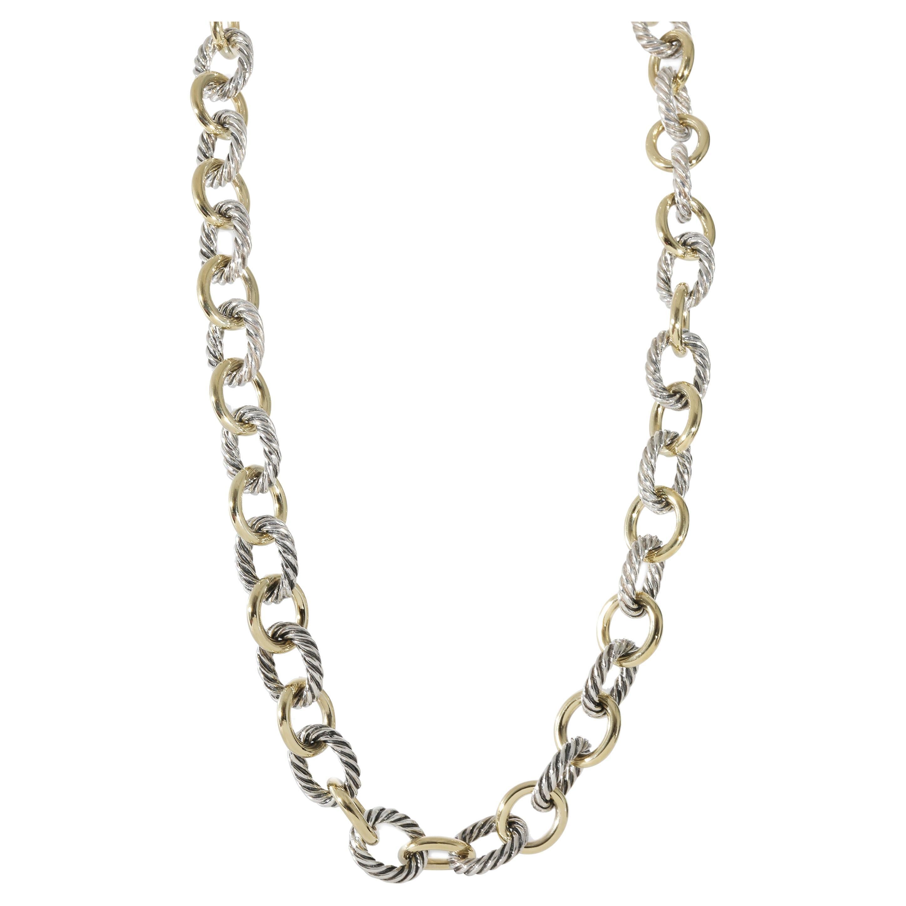 David Yurman Large Oval Link Necklace in 18K Yellow Gold/Sterling Silver