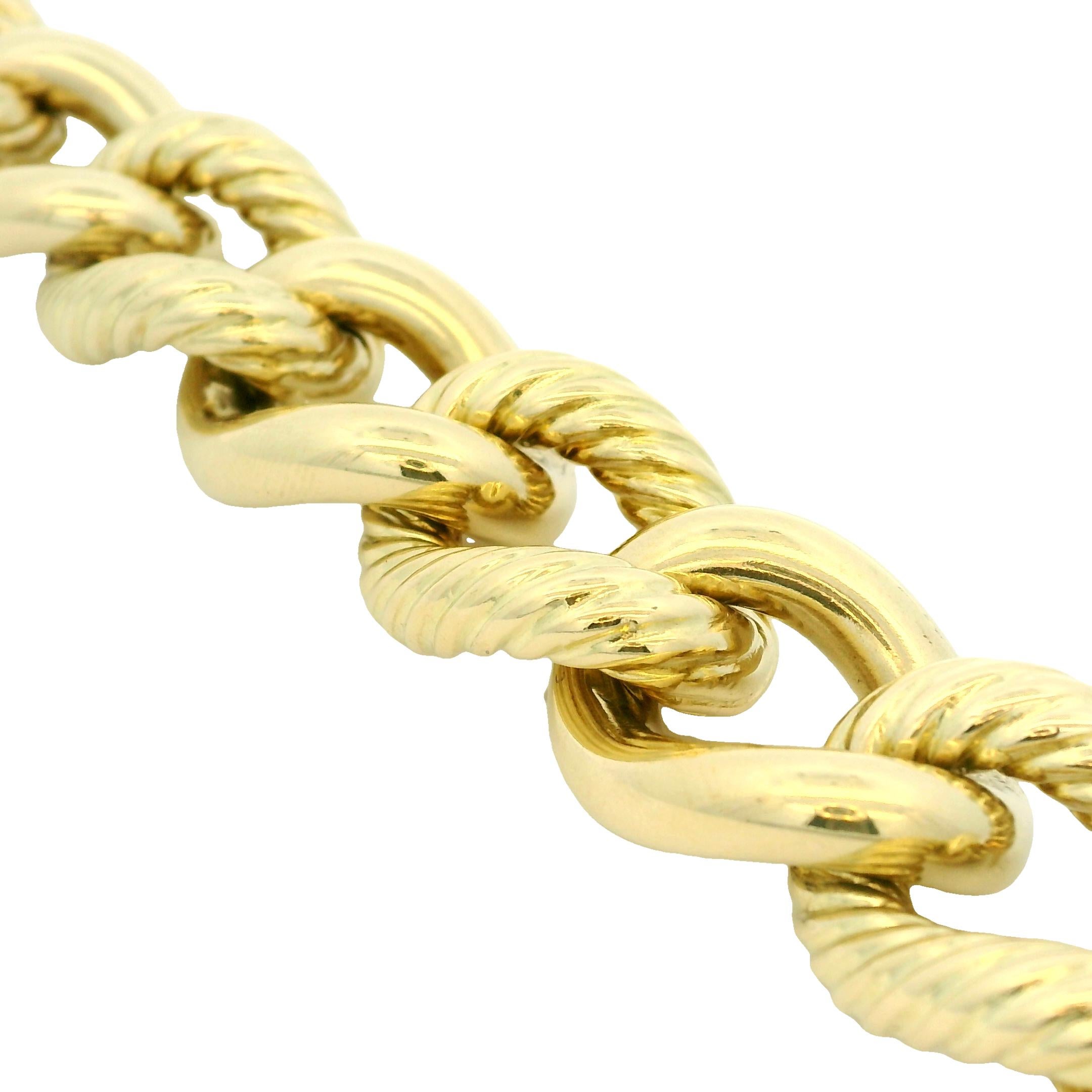 David Yurman, grand bracelet à maillons ovales nervurés de 18 carats, en stock Pour femmes en vente