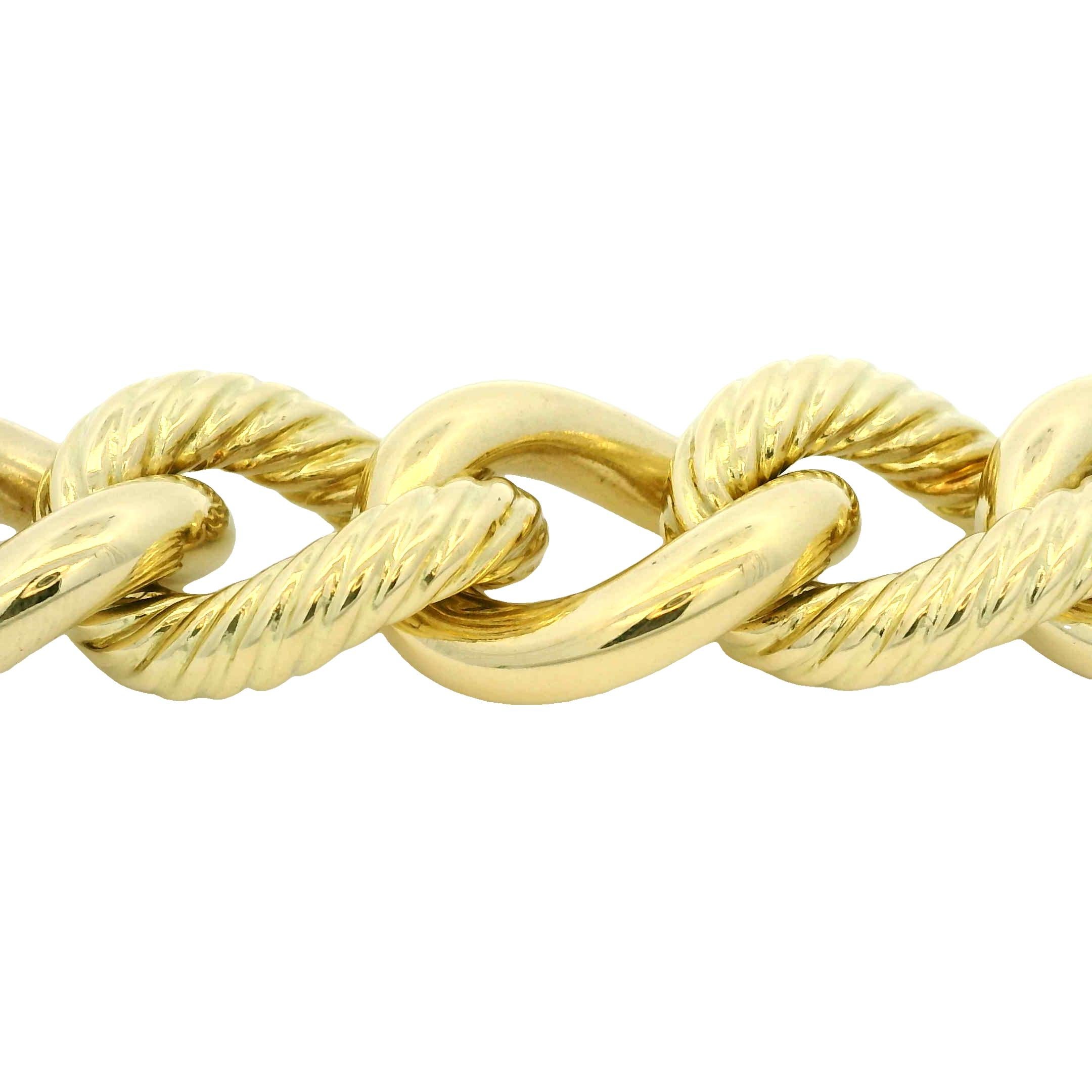 David Yurman, grand bracelet à maillons ovales nervurés de 18 carats, en stock en vente 1