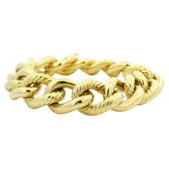 David Yurman, grand bracelet à maillons ovales nervurés de 18 carats, en stock