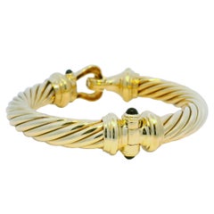 David Yurman - Bracciale a coste con pietra d'onice 18 carati in stile cavo In magazzino
