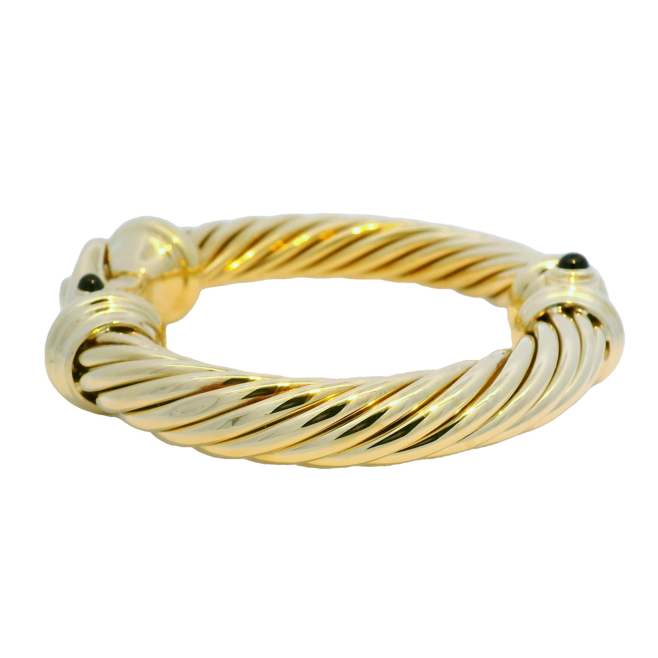 Cabochon David Yurman - Bracciale a coste con pietra d'onice 18 carati in stile cavo In magazzino in vendita
