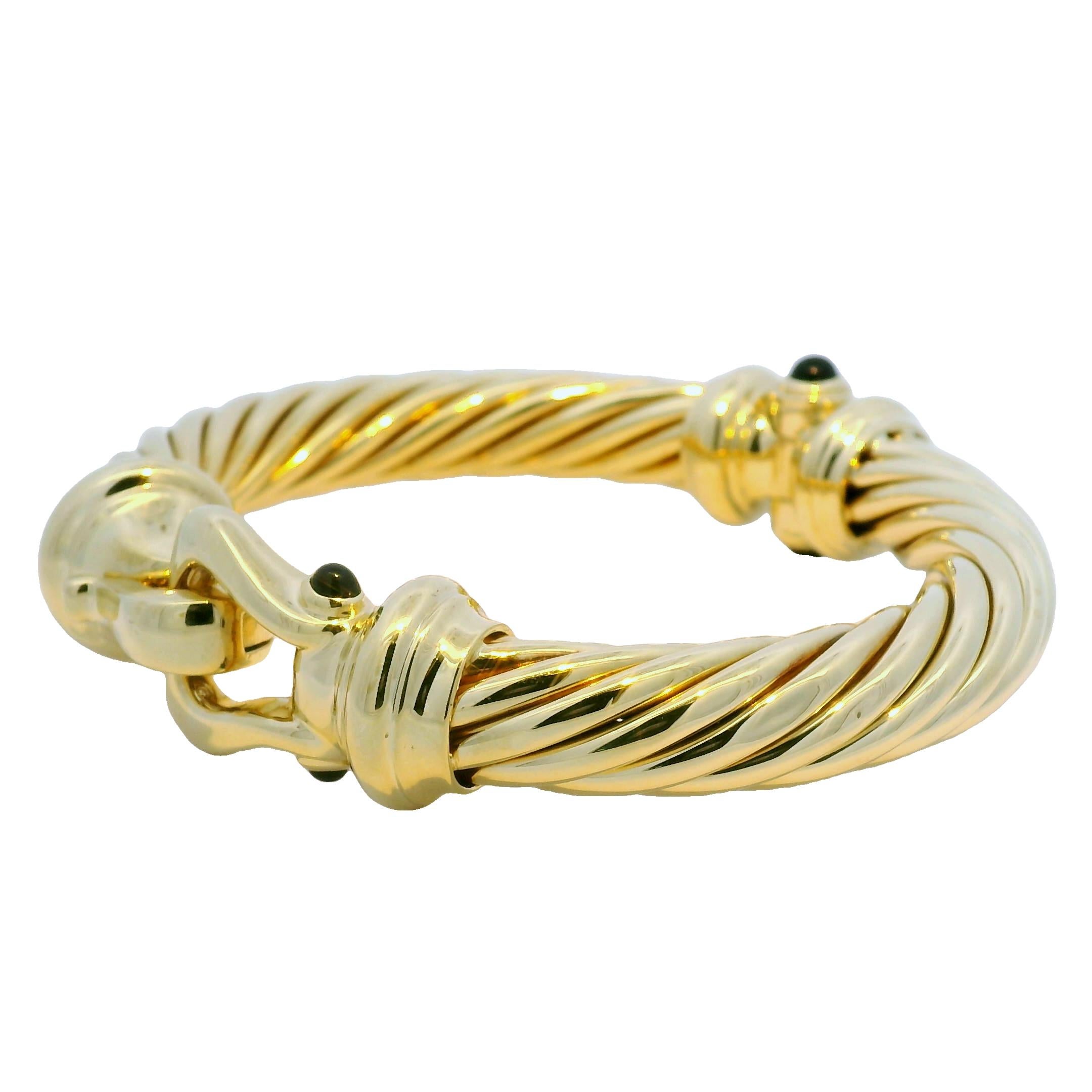 David Yurman - Bracciale a coste con pietra d'onice 18 carati in stile cavo In magazzino In condizioni ottime in vendita a Boca Raton, FL
