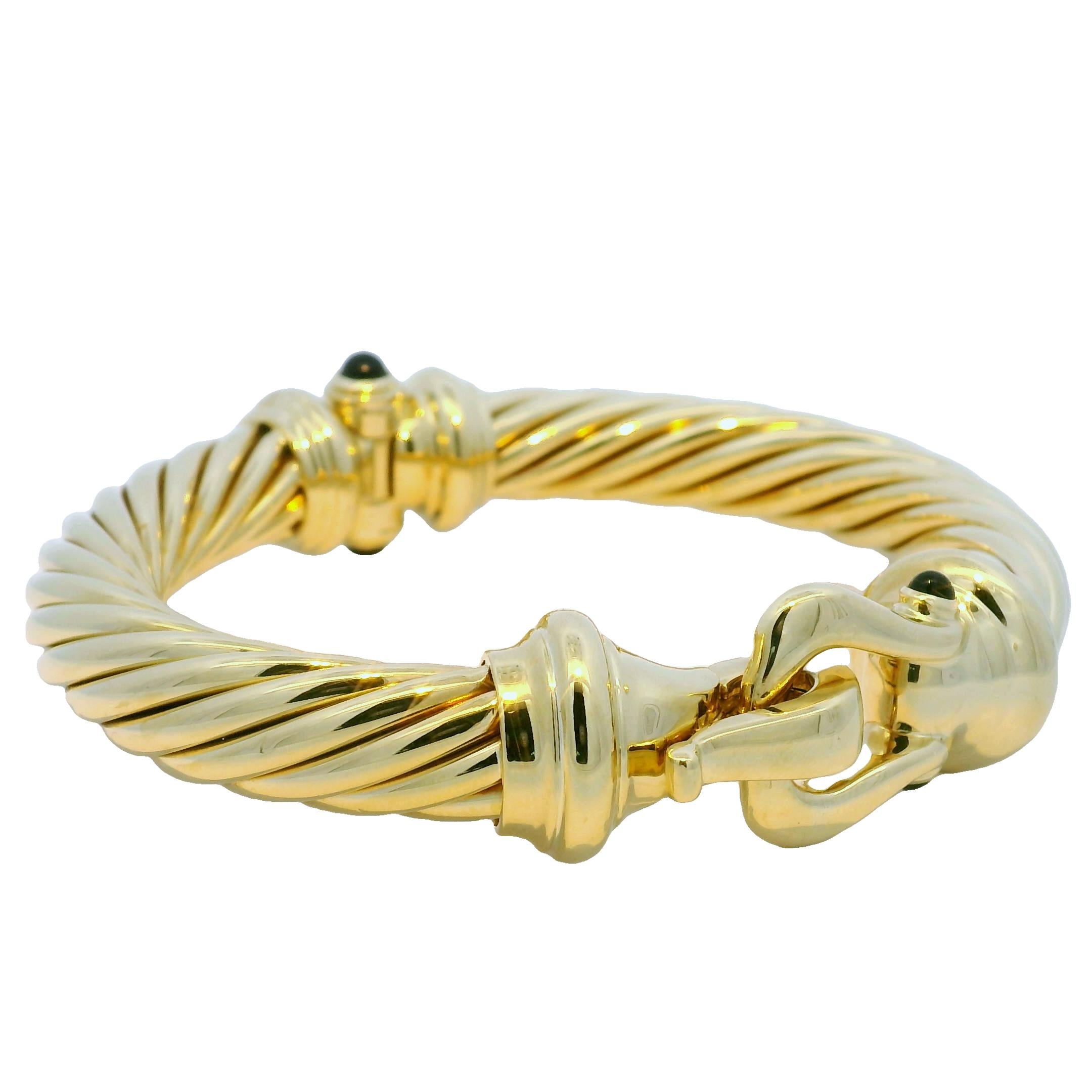 David Yurman - Bracciale a coste con pietra d'onice 18 carati in stile cavo In magazzino in vendita 1